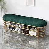 Schuhregal aus Metall mit 3 Etagen und Samtbank, Eingangsbereich, Organizer für Flur, Badezimmer...