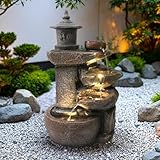Arnusa Springbrunnen BK851 Wasserfall mit Beleuchtung Gartenbrunnen Zimmerbrunnen Kaskade Brunnen...