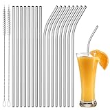 Edelstahl Strohhalme Wiederverwendbar,16 Stück 304 wiederverwendbaren Trinkhalmen Edelstahl, 8...