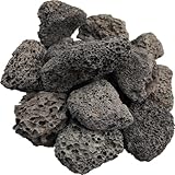 LIFEBESTONE Schwarze Lavasteine, 1,2-2 Zoll, Feuerstelle Glassteine, Kamin Glut, Feuerglas für...