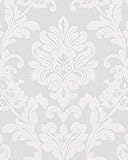 marburg Tapete Barock Weiß Floral und glänzend Vliestapete für Wohnzimmer Schlafzimmer Küche...