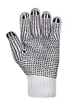 (12 Paar) teXXor Handschuhe Grobstrickhandschuhe Baumwolle/Polyester 12 x weiß/Schwarze Noppen 7