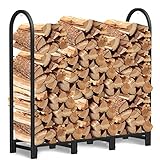 Walensee Kaminholzregal für Außenbereich 1.2 m lang brennholzregal für Kamin, Holz robuster Stahl...