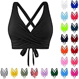 Bikini Oberteil Große Brüste Damen Push Up Wickeloptik Abnehmbar Gepolstert Bikini Top Verstellbar...