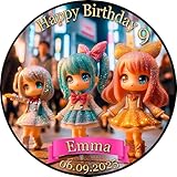 Tortenaufleger Tortendeko Fototorte Tortenbild Geburtstag Party Anime Manga AN02 (Zuckerpapier) Rund...