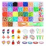 2500+ Bänder Set, 40 Fächer Loops Gummis für DIY Armbänder, Loop Armbänder Set Kinder mit...