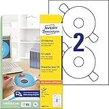 AVERY Zweckform L6015-25 selbstklebende CD-Etiketten inkl. Zentrierhilfe (50 blickdichte...