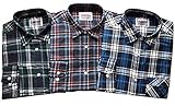Generisch 3er Set Flanell Arbeitshemden Normal Lang, Langarm, Kentkragen, Karo 70008-08, Gr. XL...