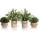 YVONNEYI 4 Stück Kunstpflanze für Deko Wohnzimmer, Künstliche Pflanzen wie echt Eukalyptus, Fake...