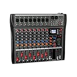 AIRYSSFU DJ Mischer, Professioneller Mixer 8-Kanal USB Effekt 48V Phantomspeisung Aufnahme Konferenz...