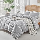 Lekesky Bettwäsche 200x220 - Bettbezug 200x220 cm, Bedding Muster Grau für Doppelbett mit...