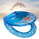 Blue Ocean Yellow Seestern WC-Sitz mit Absenkautomatik, antibakteriell, mit Schnellverschluss,...