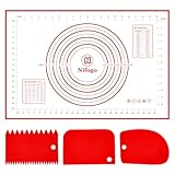 Nifogo Silikonmatte Backmatte Silikon Backunterlage 60 x 40 cm, Teigmatte Wiederverwendbar Antihaft...