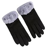 Beautyan Damen-Winterhandschuhe aus dickem Plüsch, Leder, modisch, Outdoor, Damenhandschuhe,...