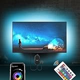 Mexllex Led TV Hintergrundbeleuchtung 55-75 zoll, 4M LED Streifen mit Bluetooth Smart Led App...