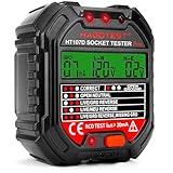 MINSHUXI Steckdosentester mit RCD-Prüfung und LCD-Voltage-Display Fi Tester Leckspannungs- und...