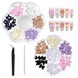 2 Stück Nagel Charms Set, Schleifen Nagel Charms mit Pinzette, Bunte 3D Schleifenknoten...