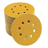Schleifbänder, Schleifpapier, 50PCS Gelb Schleifpapier mit 8 Löcher Haken Schleife 60-800 Grits 5...