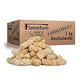 FLAMMBURO (3kg = ca. 240 Stück) Anzündwolle für Kamin, Ofen und Grill – Ökologischer...