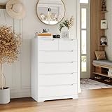 HOCSOK Kommode Weiß, Kommode mit 6 schubladen, Sideboard Highboard mit Viel Stauraum,...