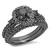 Dazzlingrock Collection Verlobungsring-Set, 3,10 Karat (Karat), schwarz, rhodiniert, rund, schwarzer...