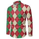 WAZHAKU Weihnachtshemden Herren Hemd Langarm Muster Slim-Fit Business Freizeit Hochzeit Casual Shirt...