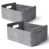 Cozary 2 Stück Filzkorb Aufbewahrung Faltbarer, Filz Aufbewahrungsbox mit Griff, Aufbewahrungskorb...