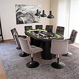 Home Deluxe - Pokertisch mit 10 Stühlen Double UP - Tisch mit LED Beleuchtung u. Getränkehalter,...