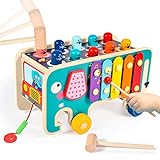 Atoylink Holzspielzeug Klopfbank Montessori Spielzeug Hammerspiel Xylophon Kinderspielzeug...