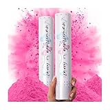 PrimePure Gender Reveal Konfettikanone – Biologisch Abbaubarem Pulver Konfetti Kanone – Rosa, 2...