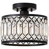 Kristall Kronleuchter,Deckenleuchte Schwarz mit Kristall Schirm,Sockel E27 Deckenlampe,Moderne Lampe...
