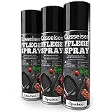 Oputec 3 x 500ml Gusseisen-Pflegespray - Ideales Grillzubehör zum Schutz & der Pflege von...