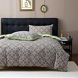 USTIDE Bettwäsche-Set mit Bohemian-Blumenmuster, 3-teilig, wendbar, Baumwolle, weicher Bettbezug...
