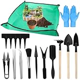 Royouzi 17 Piece Bonsai Starter Kit Gartenwerkzeug Set Mit 68 X 68 cm Pflanzenmatte, Geeignet FüR...