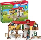 schleich 42407 FARM WORLD Bauernhaus mit Stall und Tieren, 97 Teile Bauernhof mit 3 Räumen, 2...