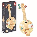 Janod - Pure Banjo - Holz Musikinstrument für Kinder mit Hübschen Illustrationen - Stimmschlüssel...