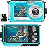 Unterwasserkamera Full HD 2.7K 48MP 10FT Kamera Wasserdicht Dual Screen 16X Digital Zoom Schnorcheln...