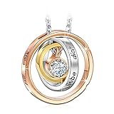 Kami Idea Kette Damen Mama Ich Liebe Dich Gravierte Kreis Halskette mit Anhänger Rosegold Plattiert...