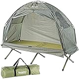 Semptec Urban Survival Technology Campingliege: 2in1-Zelt mit Alu-Feldbett, 1200 mm Wassersäule,...