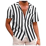 Herren-Hemd Kurzarm Sommer T-Shirt Stretch Slim Vneck Tee Karohemd Kariert Normale Passform...