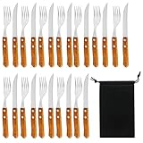 HOMURY 24 teilig Steakbesteck, Besteck Set für 12 Personen, Steakmesser set, Messer und Gabel Set,...