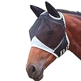 Fliegenmaske Pferd Pferde Fliegenmaske Fliegenhaube Pferde Horse Fly Mask mit Ohrenschutz für...