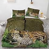 Bettwäsche 135x200 Ozelot-Tierwelt Bettwäsche Set 3D Bedruckte Bettbezug Set mit ReißVerschluss,...