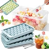 ENCOUN Eiswürfelform, Runde Eiswürfelbehälter mit Deckel, Eiswürfelformen mit Behälter und...