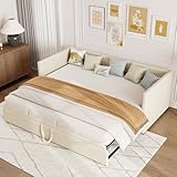MISNODE Tagesbett Ausziehbar 90/180x200 cm, Schlafcouch Polsterbett Ausziehbar mit Gästebett,...