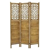 ML-Design Paravent Raumteiler 3-teilig Tokio, Natur, 170x121 cm, aus Holz, Faltbarer Raumtrenner...