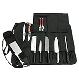 QEES Kochmesser-Rolle 17 Slots Schwarz Multifunktionale Messertasche mit Schulter wasserdichte...