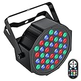 GdjRttk RGB LED Par Strahler, 72W Bühnenlicht mit Fernbedienung und DMX 7CH, 36 LED Partylicht mit...