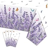 Lavendel-Tischdecken, rechteckig, Violette Blume, Tischdecken für Frühlingstee, Tee, Lila,...