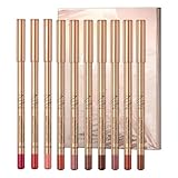 12 PCS Lip Liner Pencil Set,Wasserfester Lippenkonturenstift, Plump Lippenform, Nicht...